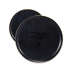 36261, Elegance Party Edge 10PK 10.25" Dinner Plate Black+Gold, 191554362611