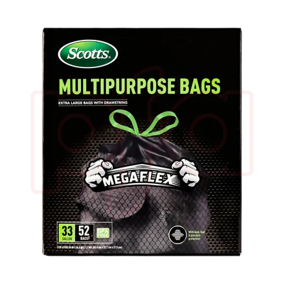 ST-30211, Drawstring Trash Bag Flex 33 Gal 52CT Black - Scotts, 191554302112