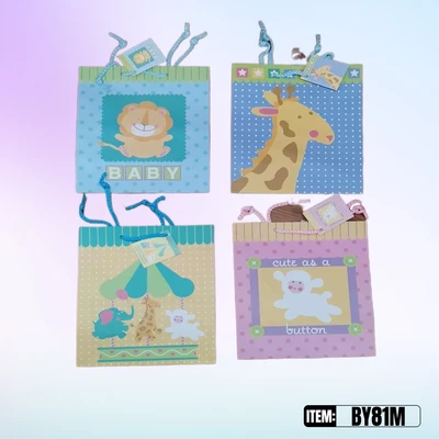 BY81M, Baby Gift Bags MD. Assorted x4  9.4"x7"x3.9", 677916554264
