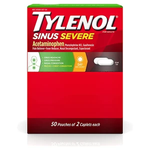 TYL-SS-DP50, Tylenol Sinus Severe Two Caps Display Box 50's