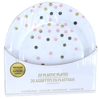 AMS-430587.155, Amscan Plastic Plate 10.25+7.5in 20PK Dots Rose, 192937493939