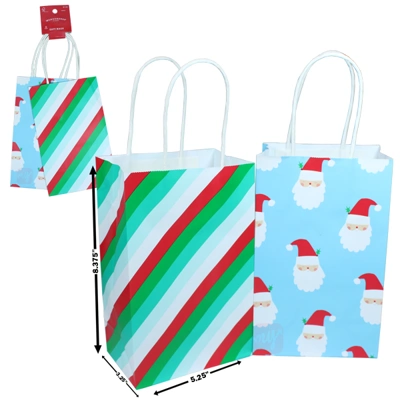 TWB2SS, Target Wondershop Gift Bag 2PK Santa Stripes 5.25"x3.25"x8.375", 013286731490