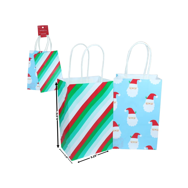 Target Wondershop Gift Bag 2PK Santa Stripes 5.25"x3.25"x8.375"