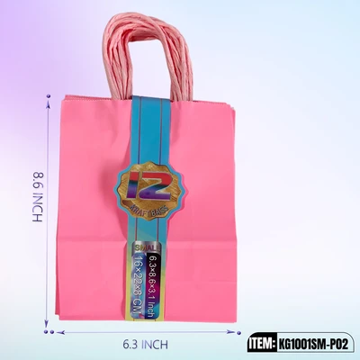 KG1001SM-P02, Kraft Bags SM. Pink 8.6"x6.3"x3.1", 887258100023