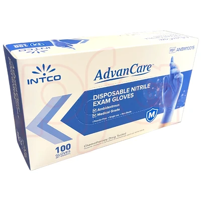 ACNG-M, Advancare Blue Nitrile Exam Gloves 100CT Size Medium, 752349384852