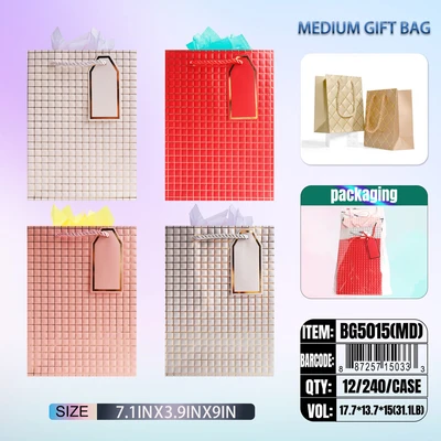 BG5015-MD, General Gift Bags MD x4 Assted.  7.1"x3.9"x9", 887257150333