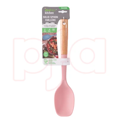 56394, Ideal Kitchen Silicone w/ Wood Handle Solid Spoon, 191554563940