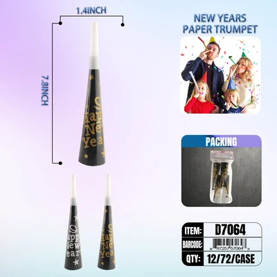 D7064, New Year Paper Horn, 887257570643