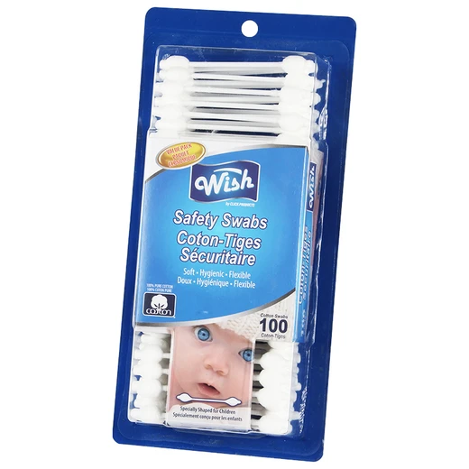 24006, Wish Cotton Swabs 100CT Safety Plastic Stick, 191554240063