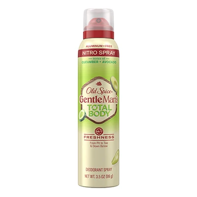 OS35-GCA, Old Spice 3.5oz Body Spray Gentlemans Total Body Cucumber & Avocado, 012044058961