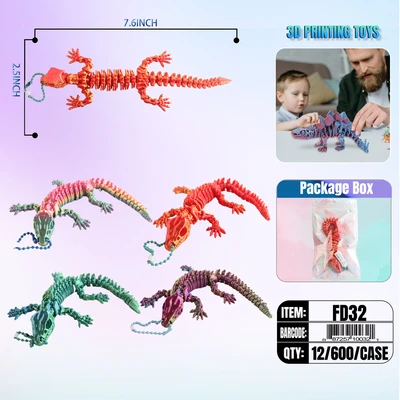 FD32, 3D Printed 7.6" Lizard, 887257100321