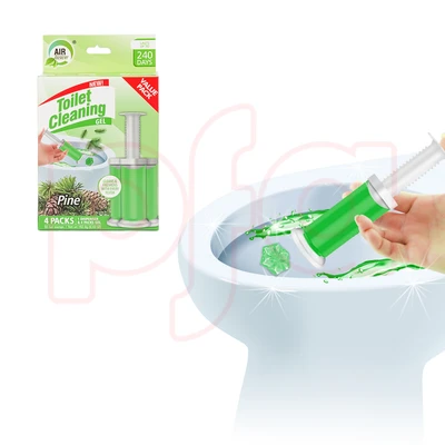 60133, Toilet Cleaning Gel 4 Packs Clean Pine Scent 6.43oz with 56 Stamps - Air Fusion, 191554601338