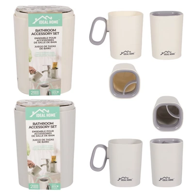 38214, Ideal Home Bathroom Accessory Set Cup & Holder, 191554382145