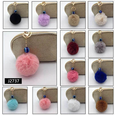 J2737, 20MM POMPOM BALL KEY CHAIN, 887257827372