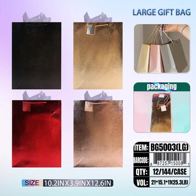 BG5003-LG, General Gift Bags LG.Assorted x4  10.2"*3.9"*12.6", 887257150081