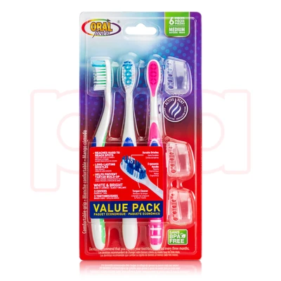 68011, Oral Fusion Toothbrush 6PK White & Bright Med, 191554680111