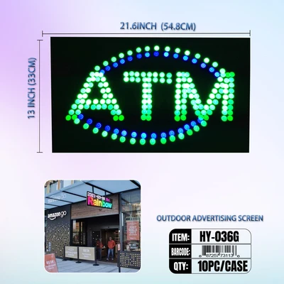 HY-036G, LED ATM Sign  21.5"x13"x1", 887257731136