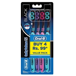 OB4CDB-72L, Oral-B Toothbrush 4PK Cavity Defense Black w/ Cover LABELLED, 4902430766579