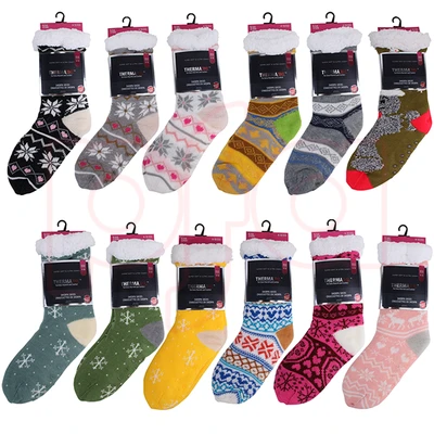 12040, Thermaxxx Sherpa Socks Assorted, 191554120402