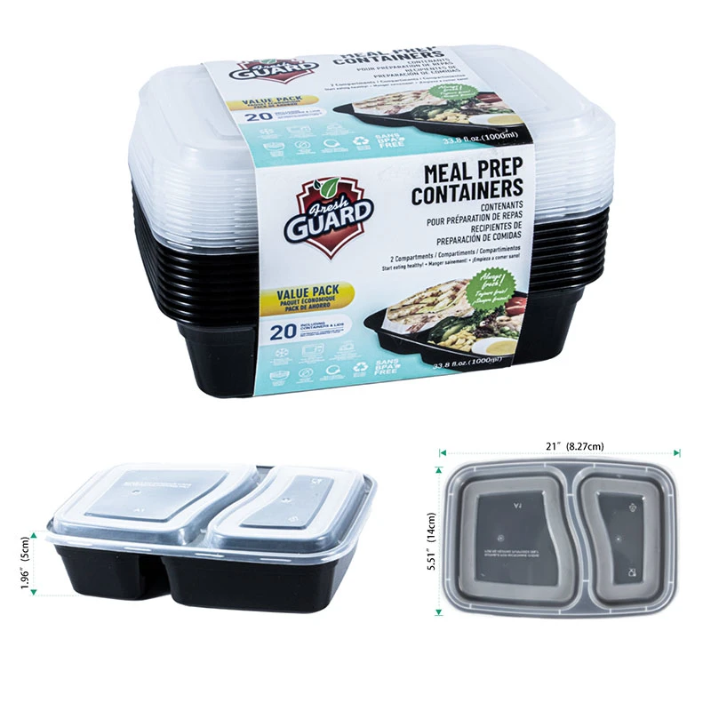 Fresh Guard Food Containers 1000ml 20PK 2 Section