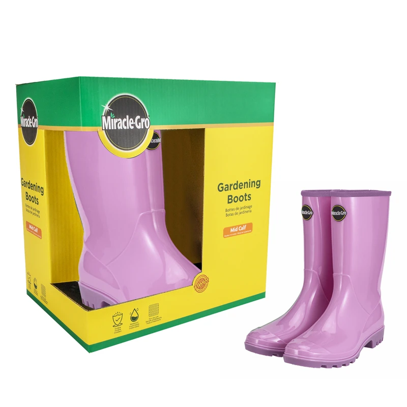 Miracle.Gro Gardening Rain Boots Mid-Calf Solid Purple 6-10 30*19.5*30.2cm