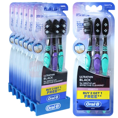 OB3UTSB, Oral-B Toothbrush 3PK Ultrathin Sensitive Black, 4902430713870