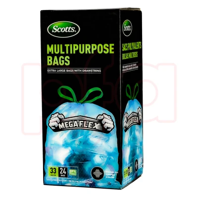 ST-30213, Drawstring Trash Bag Flex 33 Gal 24CT Clear Blue - Scotts, 191554302136