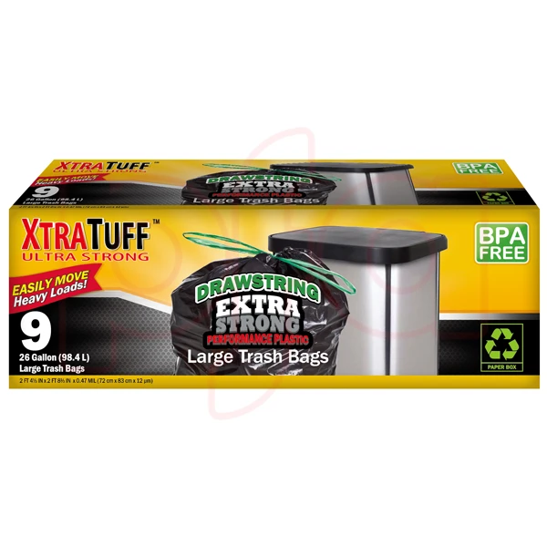 30131, XtraTuff™ Drawstring Trash Bags 26GAL 9CT, 191554301313