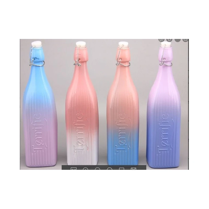 Splash Bottle Glass 1L Square Rainbow