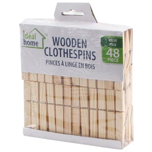 42201, Ideal Home Wood Clothepins 48PK, 191554422018
