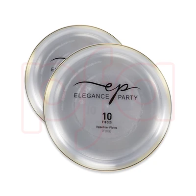 36279, EP Edge 10PK 7.5" Dinner Plate Clear+Gold, 191554362796