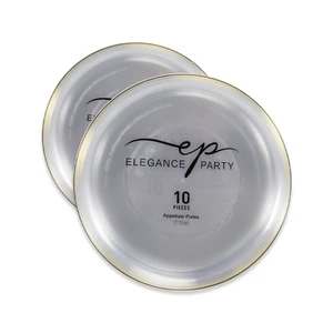 36279, Elegance Party Edge 10PK 7.5" Dinner Plate Clear+Gold, 191554362796