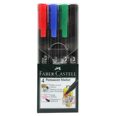 AB1227, Faber Castel 4pcs Color Slim Permanent Markers, 9555684623430