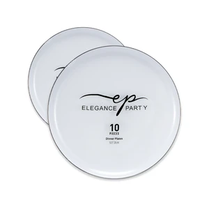 36240, Elegance Party Edge 10PK 10.25" Dinner Plate White+Silver, 191554362406