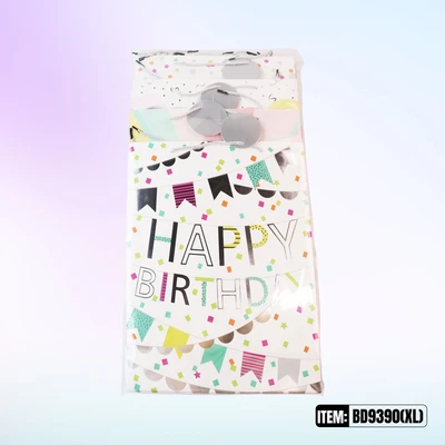 BD9390-XL, Birthday Gift Bags XL.Assorted x4 Styles 11.8"x4.7"x16.5", 887257130557