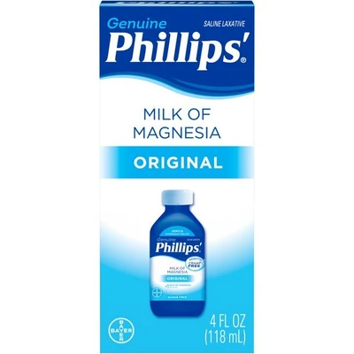 PL4R, Phillips' Milk of Magnesia Liquid Laxative, Original, 4 fl. Oz., 00312843551046