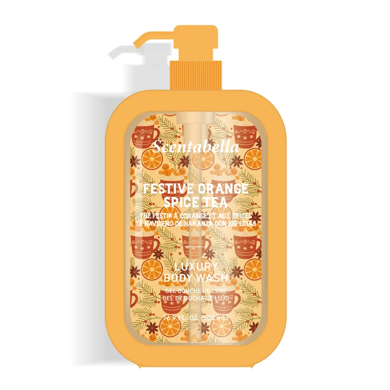 Scentabella Body Wash 16.9oz 500ml Holiday Festive Orange Spice Tea