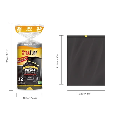 30151, XtraTuff Extra Strong Large Drawstring Trash Bags 30Gal 32CT, 191554301511