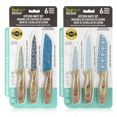 33060, Ideal Kitchen 6 Piece Knife set w/Blade Guard, 191554330603