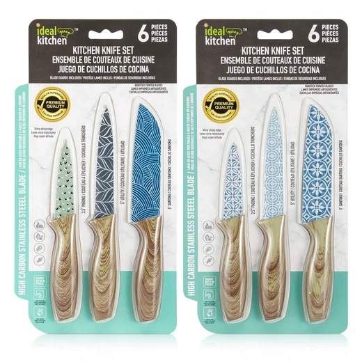 33060, Ideal Kitchen 6 Piece Knife set w/Blade Guard, 191554330603