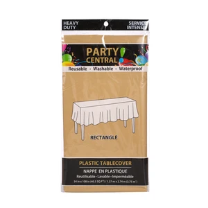 50011, Party Central Heavy Duty Rectangle Plastic Tablecover - Gold, 191554500112