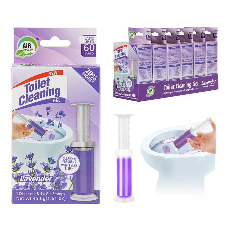 Toilet Cleaning Gel 1 Pack Clean Lavender Scent 1.61oz with 14 Stamps - Air Fusion