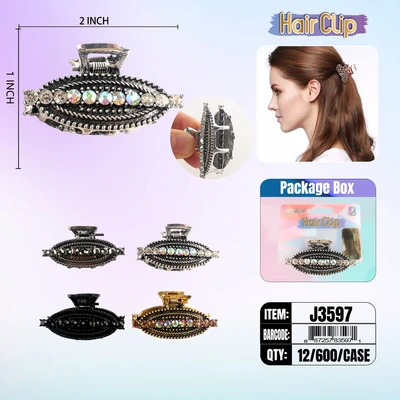 J3597, Hair Clip 2″ Inch with Diamond Assorted, 887257835971