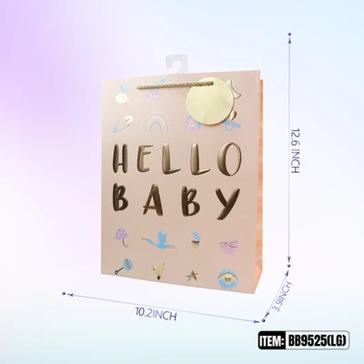 BB9525-LG, Baby Gift Bags LG. Assorted x4 12.5"x10.2"x3.9", 887257195600