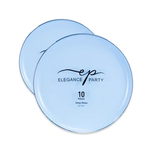 36293, Elegance Party Edge 10PK 10.25" Dinner Plate Ice Blue+Silver, 191554362932