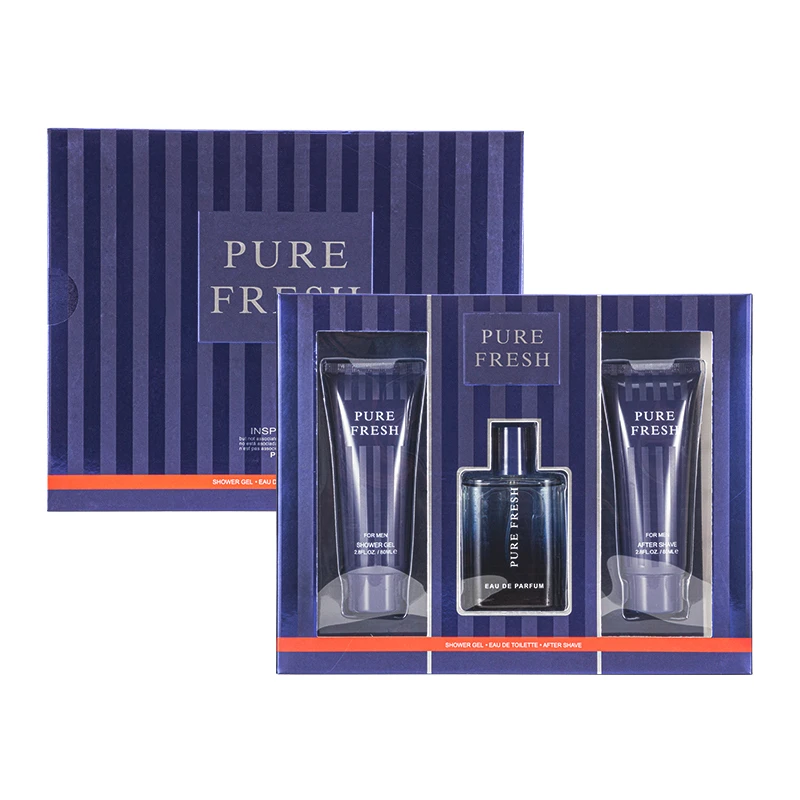 Men's 3pcs Gift Set Pure Fresh 80ml/2.8fl.oz After Shave+50ml/1.7fl.oz EDT+80ml/2.8fl.oz Shower Gel