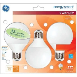 GE85392, GE Compact Fluorescent Bulb 11W G25 Globe Soft White 3PK, 043168853927