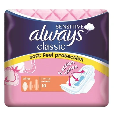 ACN10S, Always Classic Normal 10 Wings Sensitive (Pink), 4015400259367