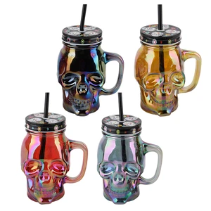 58127, Splash Mason Jar w/ Straw 15.2oz UV Skull, 191554581272