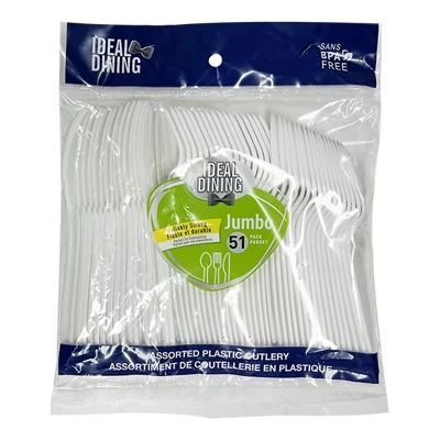36042, Ideal Dining Plastic Cutlery 51CT Assorted, 191554360426